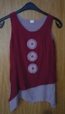Tunika, Shirt, S Baumwolle/Seide  rot Lagenlook ausgefallen, Zipfeltunika, NEU