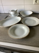 Vintage RC Royal Copenhagen Tafelservice weiß Goldrand komplett 12 Personen