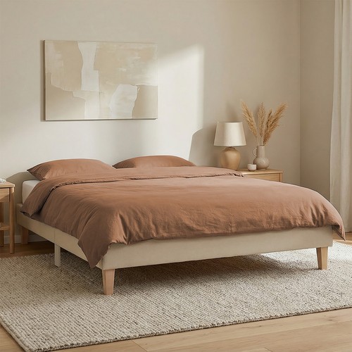 Polsterbett 140x200 beige mit - 140x200,
