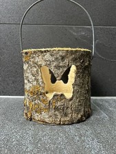 Dekoration Windlicht Holz Schmetterling Kerzenhalter Deko Baumstamm Baumrinde