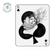 Anstecker Spielkarte Ass Kreuz Erotik Frau Mädel Glücksbringer Vintage Rarität