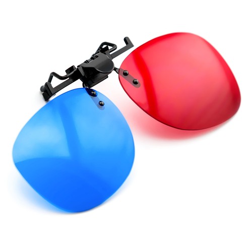 Brille clip rot - 3d, rot/blau