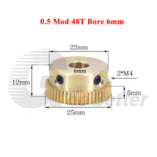 Zahnräder 0,5 Modul 48 Zähne