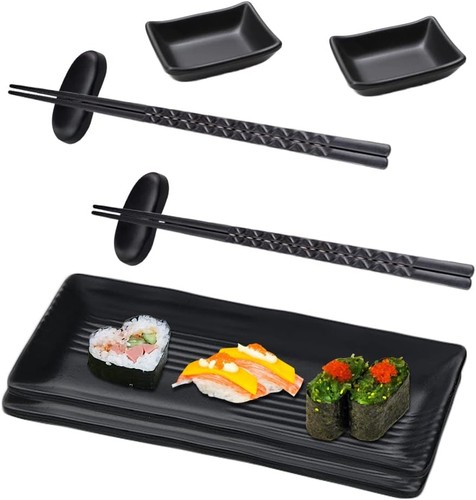 Sushi platte mit dipschalen - platte,