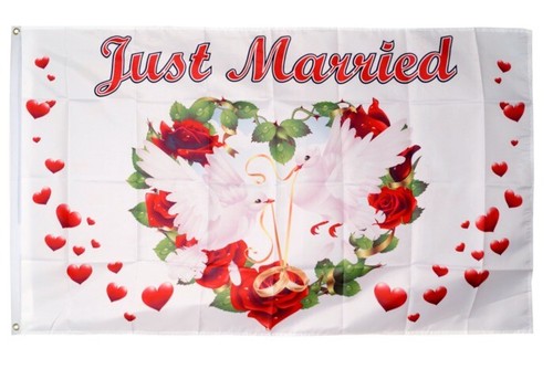 Fahne just married mit - married,