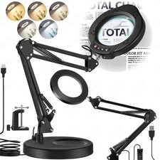 2-in-1 LED Lupe Lupenleuchte Schreibtischlampe mit Licht 10X 15X Vergrößerung DE