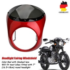 Retro 7" Motorrad Scheinwerfer Verkleidung Rot Lampenmaske für Harley Cafe Racer
