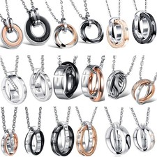 2x Edelstahl Partner Ketten Freunde Freundschaftsketten Halskette Ringe Anhänger