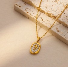 Rosen Halskette Gold Edelstahl