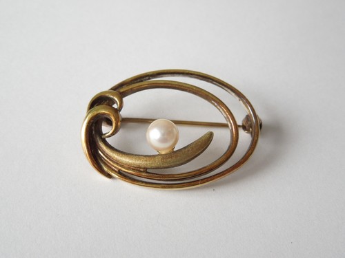 Brosche perle vergoldet - brosche,