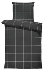 Bettwäsche 155x220 cm Karomuster kariert schwarz Biber Winter Flanell Baumwolle