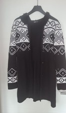 Long Strickjacke mit Kapuze Gr. 42 Farbe Schwarz Weiß
