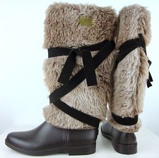 GIESSWEIN Gummistiefel Damen Stiefel Regenstiefel mit Fell Braun Gr.37 NEU 