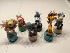 small foot 7924 - Drückfiguren-Set Afrika-Tiere, 6-teilig, Holz, Höhe: 11cm