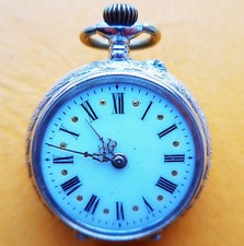 hübsche DAMEN TASCHENUHR, Silber-0,800, Zylinderhemmung, gute Funktion, ca. 1900