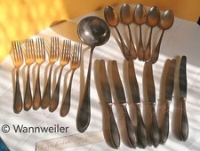 von 1925 OKA - Besteck versilbert, 6 Pers. punziert mit 20, SOLINGEN auf Klingen