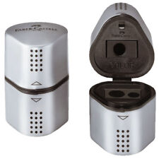 2 x Anspitzer Grip 2001 Faber-Castell Dreifachspitzer, Farbe silber, 183800