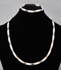 Collier Halskette Edelstahl Keramik Keramic Panzer rosegold Kette Armband Set