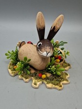 Osterhasen - Hase liegend Korb Eier - Erzgebirge -  RATAGS  Holzdesign Bunt B07