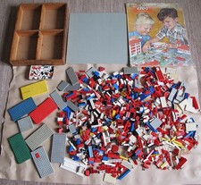 Konvolut 3kg LEGO Kiloware 60/70er +Straßen/Spiel-Unterlage +Holz-Kiste Vintage