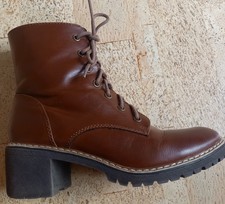 Damen Schnürboots Freizeitschuh, Reißverschluss, braun, Leder,  Gr 39