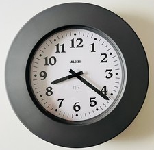 Alessi Momento Wanduhr Grau XXL 40 cm Durchmesser Designer Uhr 100% Edelstahl