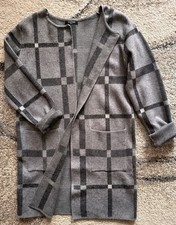 Strickmantel Grau Kariert von