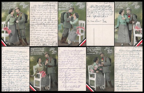 Treue liebe soldat dame - 5x, ak