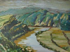 Robert Eid 1979 Öl auf Faserplatte Ardennenoffensive 47x62 cm MÄ-253