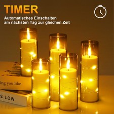 5er Set LED Kerze Kerzen mit Timer Batterie für Außen Outdoor Licht flackernd DE
