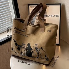 LEINEN TASCHE* mit Katzendruck Design *