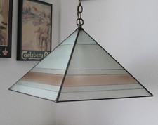 Weiß Rosa Deckenleuchte Hängeleuchte Lampe Pyramide Tiffany Glas Kette Leuchte