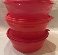 Tupperware_ 3 teilger Schüssel  Set rot   _ Ausstellungstücke