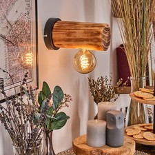 Moderne skandinavische E27 Wandleuchte, Wandlampe aus schwarzem Metall und Holz