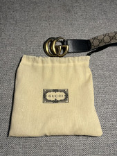 Gucci Vintage Ledergürtel klassische Gürtelschnalle Beige Gr. 100 mit Beutel