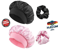 Satin Schlafhaube,2 Stück Seidenhaube Verstellbar Haarhaube Seide mit 2 Stück Sa