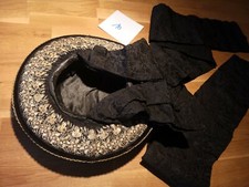 Orig. antiker Trachtenhut Priener Hut Bauernhut mit Bändern Goldstickerei, Nr.10