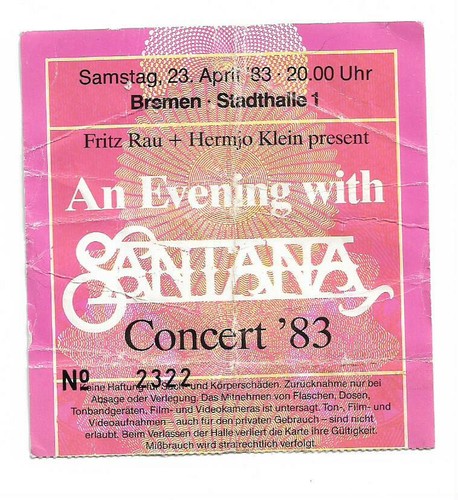 Santana ticket 1983 - santana, 22.4.1983