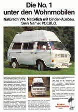 VW BUS T3 Campingwagen Camping BINDER WOHNMOBILE Prospekt Brochure Sheet 30