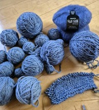 Wollpaket  Wollreste 700g Bingo und Kidsilk für 1 Pulli/Slipover hellblau 