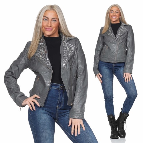 Damen lederjacke bikerjacke - damen,