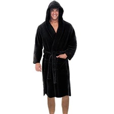 HERREN BADEMANTEL MIT KAPUZE MIKROFASER  B-WARE SCHWARZ GR. 9XL (1484-FO-536