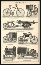 Druck anno 1902 - Fahrrad Gepäckrad Lastenrad Transportrad Motorrad Dreirad