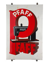Pfaff Email Werbe Schild Nähmaschinen 73x48cm Reklame Original Emaille Sign