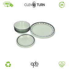 CORELLE 18-Piece Dinnerware Set 1134500 Geschirrset, Glas, schwarz/weiß