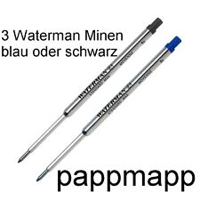 3 WATERMAN Kugelschreiber-Mine Maxima blau/schwarz M Mittel Ersatzmine Kulimine
