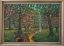 Gemälde Öl Landschaft Wald