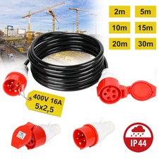 CEE Starkstromkabel 16A Verlängerungskabel 5x2,5mm² 5m/10m/15m/20m/25m/30m IP44