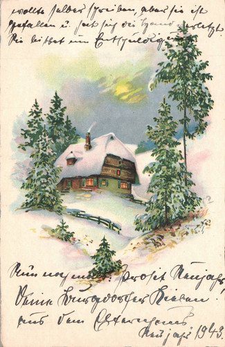 Winterliche landschaft haus - winterliche,