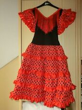 Kleid für Mädchen, Flamenco-Kleid rot schwarz, spanische Größe 8, 116-122